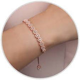 Luxury Rose Gold Adjustable Tennis Bracelet for Women Elegant Rose Gold Crystal Bracelet – Adjustable Sliding Clasp Women's Sparkling Rose Gold Tennis Bracelet with Cubic Zirconia Minimalist Rose Gold Adjustable Bracelet for Women