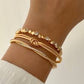 Elegant Gold Layered Wrap Bracelet for Women Boho Chic Multi-Layer Gold Bracelet Luxury Crystal & Gold Wrap Bracelet Minimalist Gold Knot Layered Bracelet