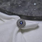 Luxury Blue Sapphire Halo Ring for Women Elegant Blue Crystal Statement Ring Sparkling Halo Cocktail Ring with Blue Stone Vintage-Inspired Blue Gemstone Ring