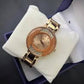 Luxury Rose Gold Women's Crystal Bracelet Watch Elegant Rose Gold Quartz Watch for Women Premium Women's Crystal Dial Bracelet Watch Luxury Rose Gold Fashion Wrist Watch for Ladies