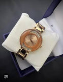 Luxury Rose Gold Women's Crystal Bracelet Watch Elegant Rose Gold Quartz Watch for Women Premium Women's Crystal Dial Bracelet Watch Luxury Rose Gold Fashion Wrist Watch for Ladies