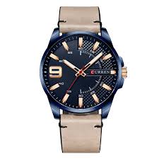 CURREN Men's Luxury Blue Dial Quartz Watch with Leather Strap Classic Men's Analog Watch – Blue Stainless Steel Case & Leather Band Premium Fashion Quartz Wristwatch for Men – Blue Dial Edition Elegant Men's Casual & Business