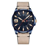 CURREN Men's Luxury Blue Dial Quartz Watch with Leather Strap Classic Men's Analog Watch – Blue Stainless Steel Case & Leather Band Premium Fashion Quartz Wristwatch for Men – Blue Dial Edition Elegant Men's Casual & Business
