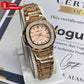 Elegant Rose Gold Ladies Quartz Watch with Crystal-Studded Bezel Premium Women's Rose Gold Fashion Wristwatch – Luxury Bracelet Design Classic Rose Gold Stainless Steel Women's Watch – Elegant Everyday Wear